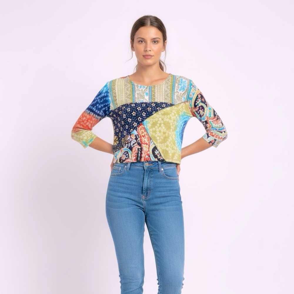 CAIA Vintage Y2K Women’s Patchwork Avant Garde Long Sleeve Top